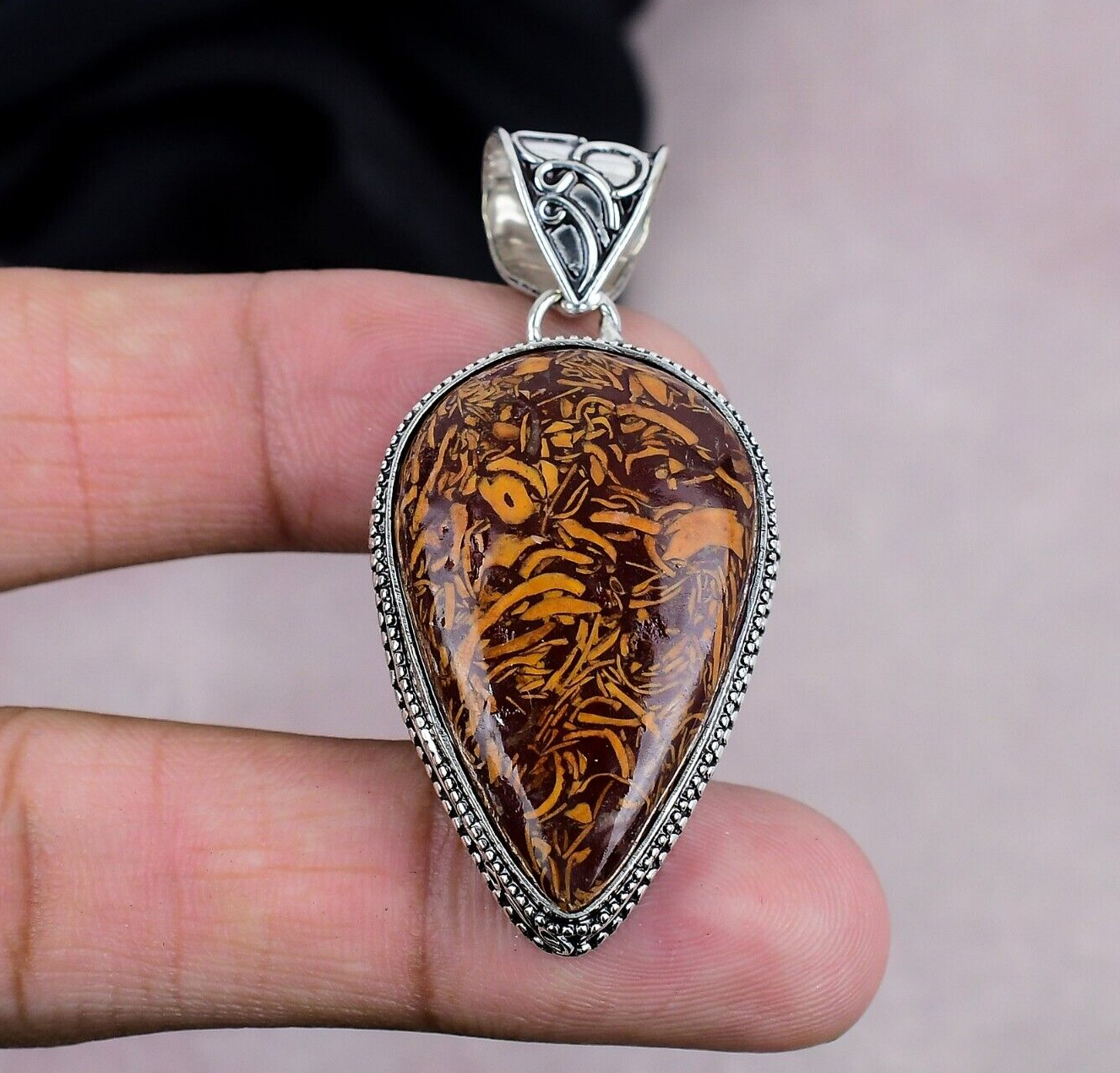 Dainty Mariam Jasper Gemstone Pendant 925 Sterling Silver Pendant Jewelry Gift