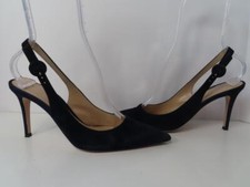 Gianvito Rossi Navy Suede Pointed Toe 90mm Adjustable Slingbacks/Heels 39