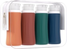 4 Pack Travel Size Toiletries Containers Sets - TSA Approved Leak Proof Silicone