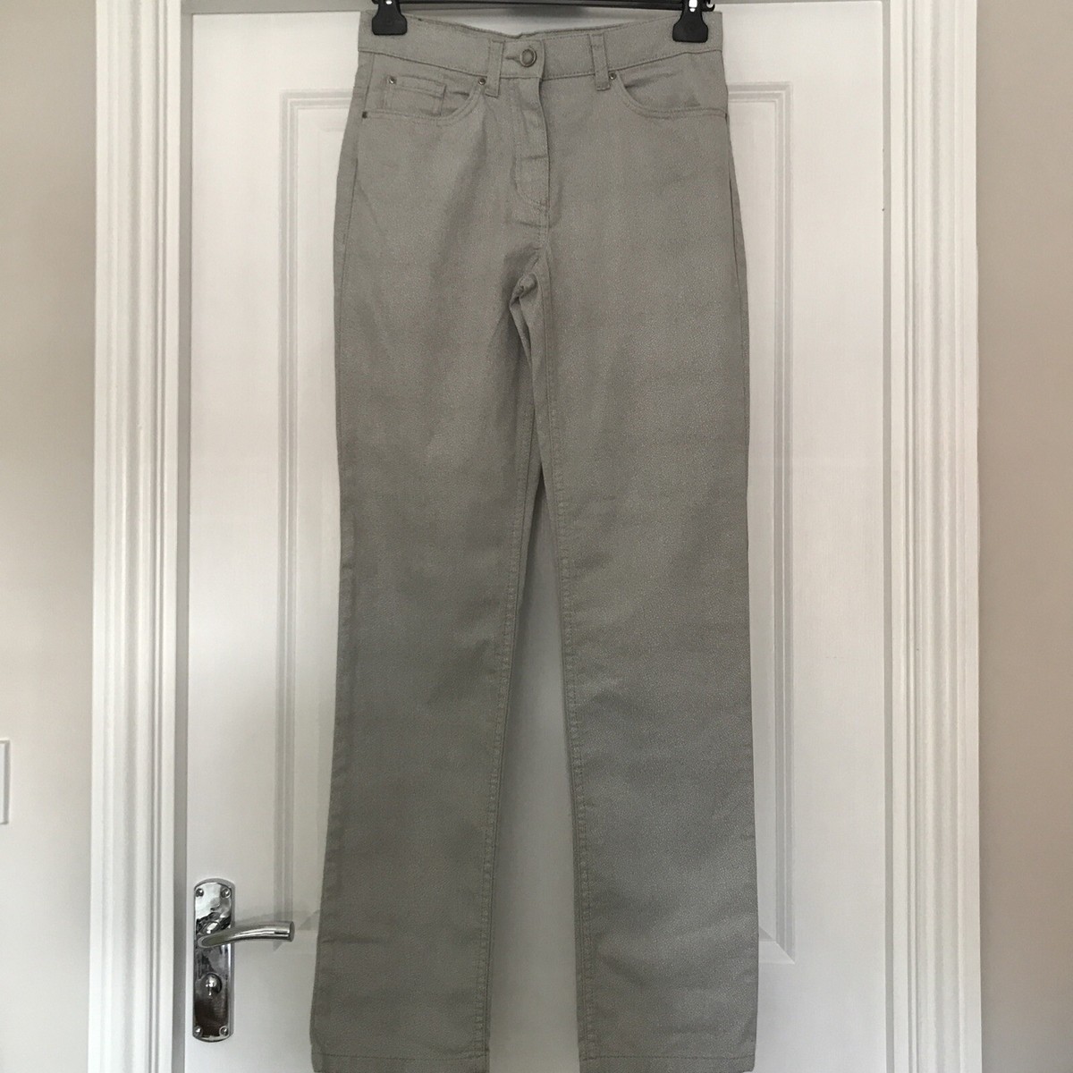 OLSEN TROUSERS Womens UK 10 Grey SMART Office Casual Cotton Straight leg  Lisa