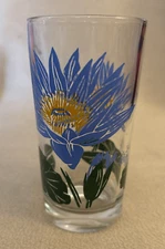 Vintage Boscul Blue Beauty Water Lily Peanut Butter Glass 5" Drinking Glass Rare