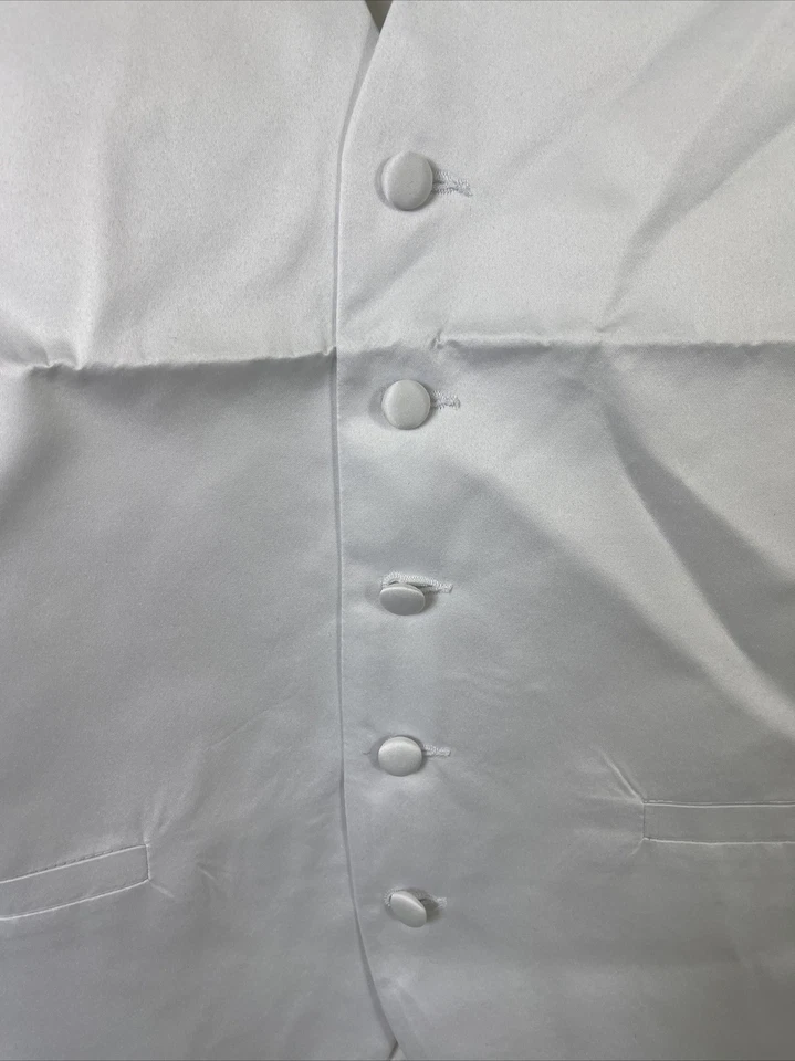 Neil Allyn Men’s Vest 5 Button White Mens Waistcoat Full Back Satin $35 NWT - Image 3 of 4