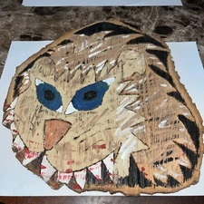 1 of 1 Art “LION” (1/2 in.Maple slab Hand crafted wood burned/painted drawing