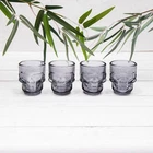 Set 4 Grey Skull Shot Glasses Novelty Halloween Party Gothic - Christmas Gift