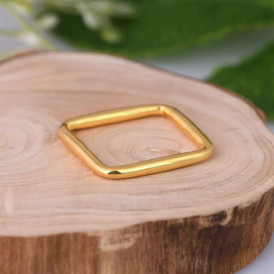 Square Shape Band Ring 925 Silver Gold Plated Women Wedding Gift Jewelry - Image 2 of 4
