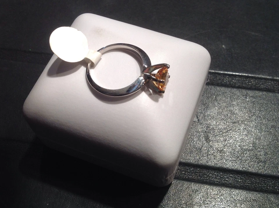 1,30 quilates. PRECIOSO ANILLO SOLITARIO - CITRINO DORADO - ORO BLANCO 14K Foto 4 de 4