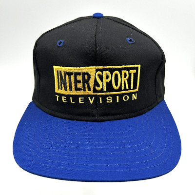 Vintage Intersport Television Black Blue Embroidered Snapback Hat Cap AJD