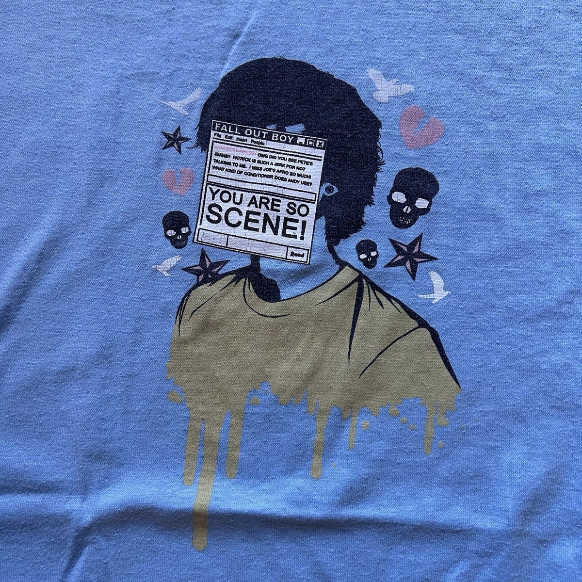 FALL OUT BOY Tシャツ (D)\"BIG SCENE\" BLUE ULTRA RARE Vintage 2005 Fall Out Boy “You're So Scene” Tour
