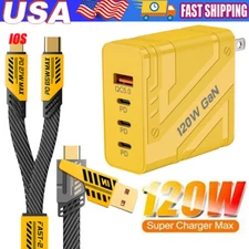 120W Fast Type C Wall Charger , 4-In-1 65W Super Fast Cable For Cell Phone iPad