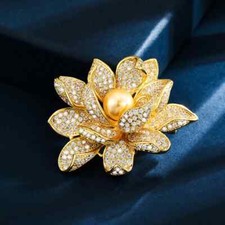 women's exquisite luxury lotus brooch high quality diamond corsage accessories