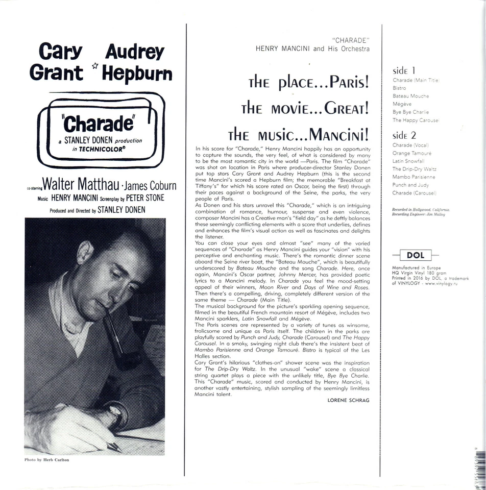 Charade, Henry Mancini OST, Brand new, 180gm vinyl pressing, - Image 2 of 4