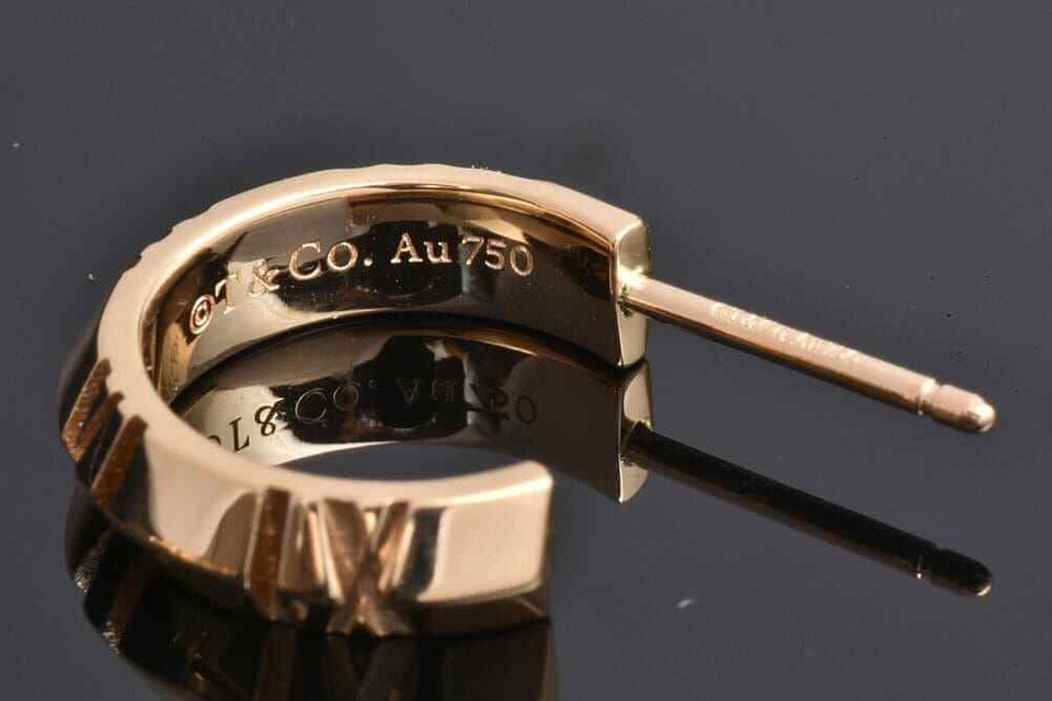Tiffany Co Atlas X Hoop Earrings 750 18 K RG Rose Gold Pink Gold Women