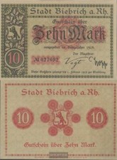 Biebrich am Rhein Aritkel: Notgeld Stadt Biebrich am Rhein bankfrisch 1918 10 Ma