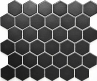 Mosaik Hexagonal Uni Schwarz Matt Fliesenspiegel KüChe 11B-0311 |10 Mosaikmatten