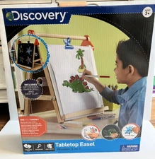 Discovery Kids 3-in-1 Tabletop Easel Dry Erase Chalkboard & Paper Roll. Open box