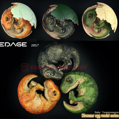 EDAGE Tyrannosaurus Egg Baby Resin Model Toy Animal Model 1pcs or 3 pcs Sets