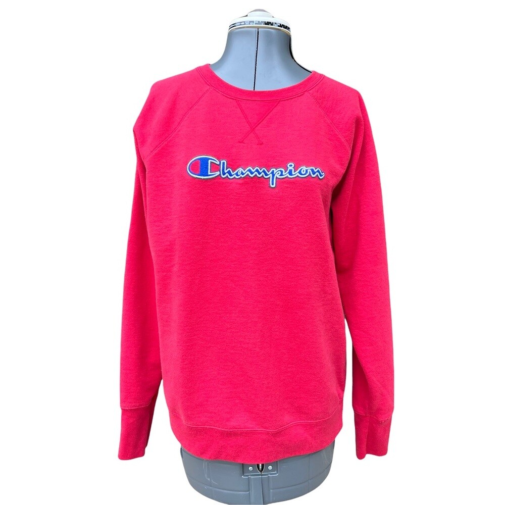 【USED】ChampionREDFISH LAKE1929スウェット VINTAGE CHAMPION red sweatshirt 80s embroidered logo chest-Retro