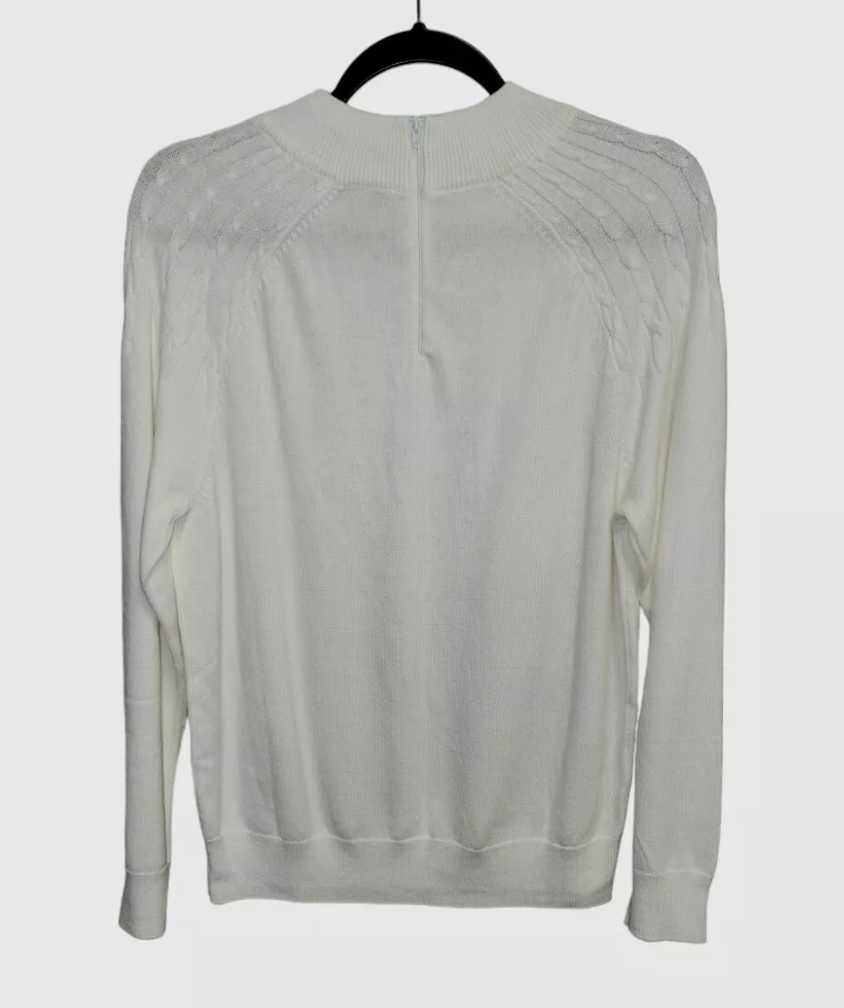 Mock turtleneck sweater clearance with back zipper