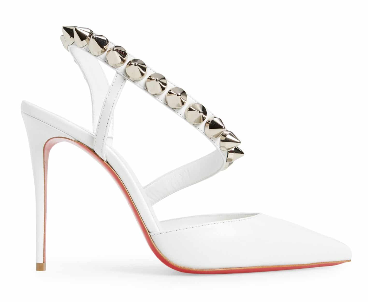 Christian Louboutin Spikita Pump 100 Bianco White Spike Strappy