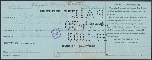 1930 Blank Checks BANK OF HOLLYWOOD Equitable Building Corner Vine LOS ANGELES - Bild 3 von 3