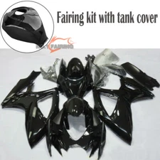 Full Fairing Kit w/ Tank Cover Glossy Black For Suzuki GSXR600/750 2006-2007 ABS