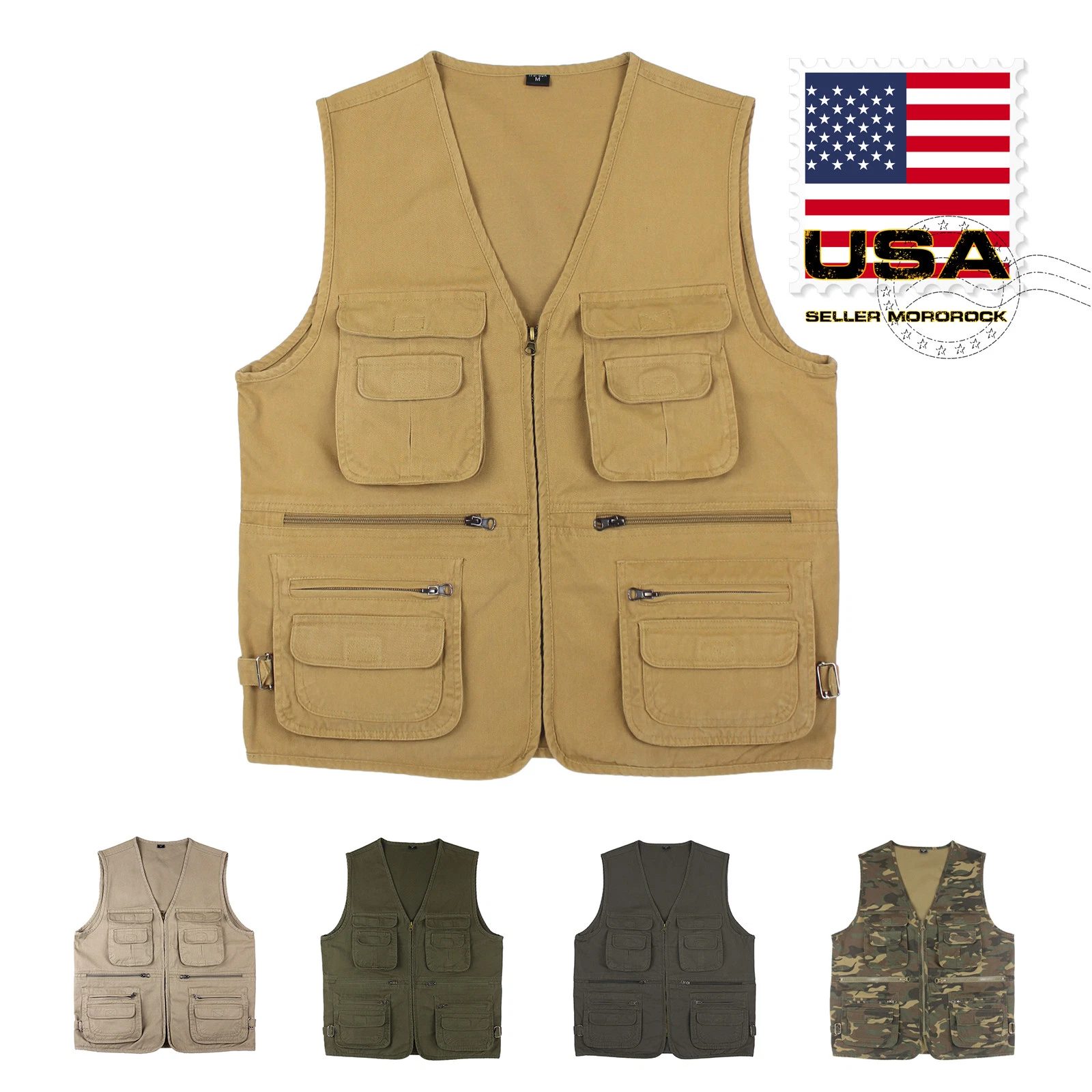 US Mororock Photographer Cargo Hunting Fishing Safari Hiking Cotton Vest
Opens in a new window or ta