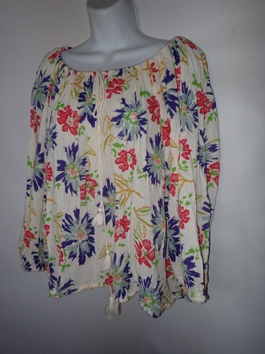 Denim & Supply Ralph Lauren Boho Peasant Top Women L Gauzy floral NEW Hippie - Picture 2 of 7
