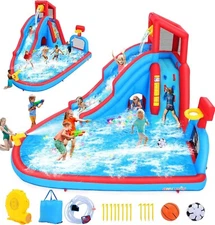 Inflatable Water Slide Dump Bucket Water Bounce House, Blow Up Water Slide Park