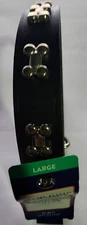 Top Paw® Dog Bones Black Leather Dog Collar Size large