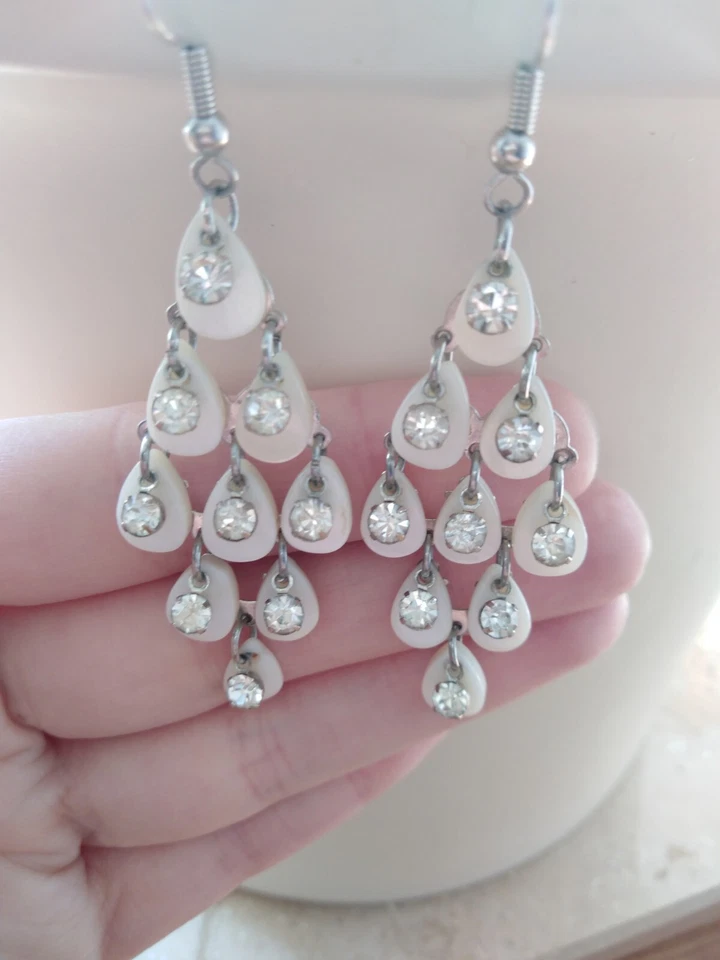 Ohrringe / Ohrhänger "Perlmuttraute" Perlmutt mit Zirkonia - Bild 2 von 4