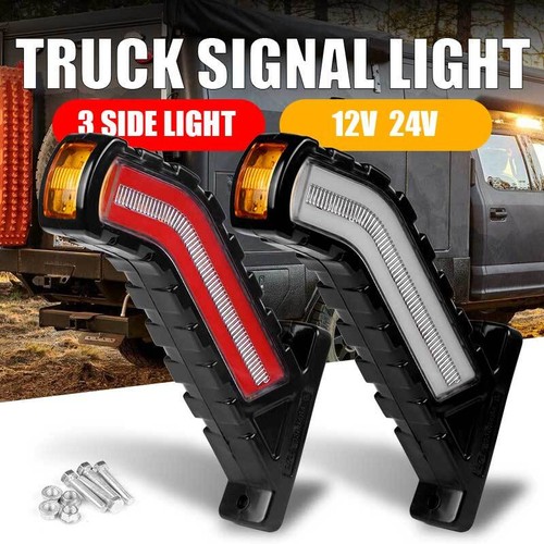 2X LED Side Marker Light Outline Lamp Turn Signals Flowing For Van Truck Trailer - Foto 4 di 12