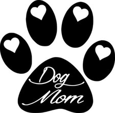 Dog Paw Dog Mom Decal Sticker 5.5-Inches By 5.4-Inches Black Vinyl