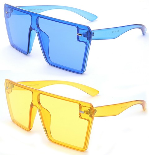Gafas de sol cuadradas vintage de gran tamaño lentes grandes de una pieza para mujeres, hombres y adolescentes - Imagen 17 de 20