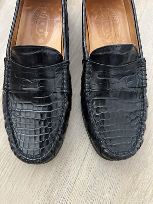 Tod's $1,900 Alligator Crocodile Drivers Loafers Shoes size