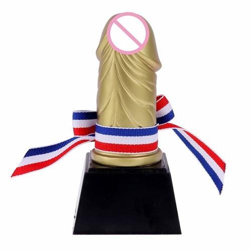 Gold Penis Trophy Birthday Gift Hen Award Bachelorette Toy Party World Champion - Picture 8 of 11