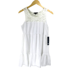 New ASW As U Wish Women's White Small Layered ESS Dressy Floral Sundress