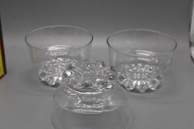 Heavy Scroll Footed Bottom Crystal 5 Bowls 4'' Round 2 1/2 '' Tall Clear