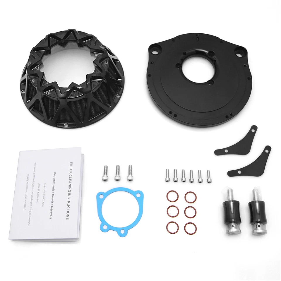 Filtro filtro de aire cruzado negro para Harley Softail Slim Dyna FXDB Fat FXDF 00-15 Foto 3 de 4