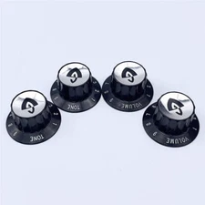 GUILD Guitar Knobs 2-tone & 2-vol Black/Silver Insert