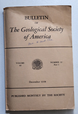 Vintage 1958 Bulletin pf The The Goelogical Society of America Book/Maps
