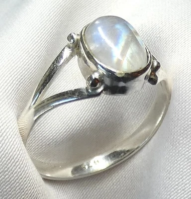 🌙Ring 925 Silber Gr. 17,5 (55) Mondstein leichter Blauschimmer mit Goldschimmer - Bild 1 von 4