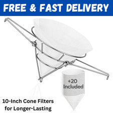 Maple Syrup Cone Filter Holder with 20 Paper Filters | Cooking Oil Filter Str...