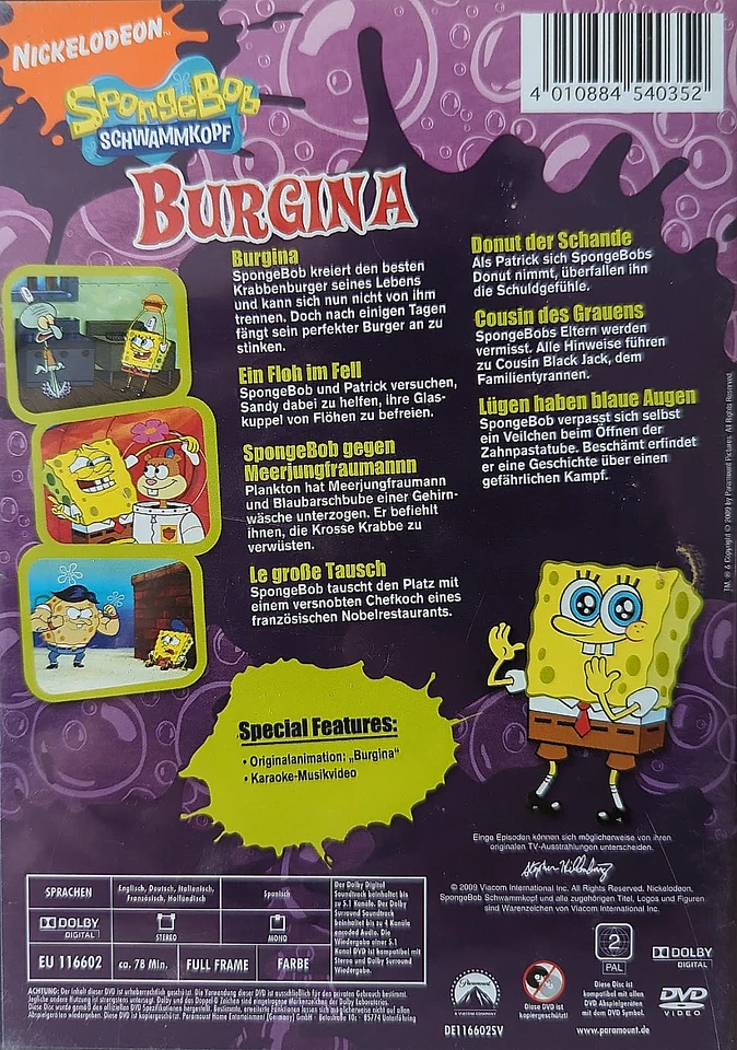 DVD | SpongeBob - Der Schwammkopf - Burgina | Nickelodeon | German | 2009! - Bild 3 von 4