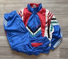 Adidas Vintage 1990s Men's Nylon Tracksuit Set Jacket Olympic Pants Size 44/46 L