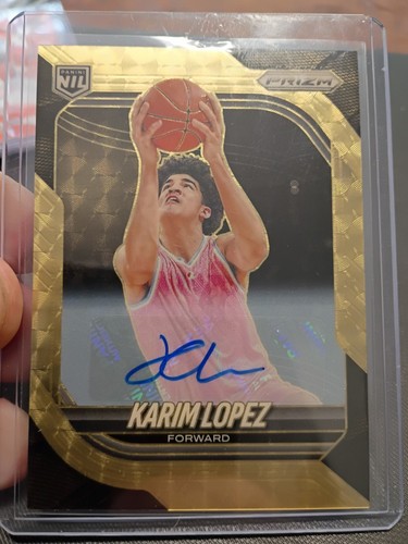 2025-26 Prizm Basketball Auto Karim Lopez Gold Vinyl 5/5 Auto FOTL