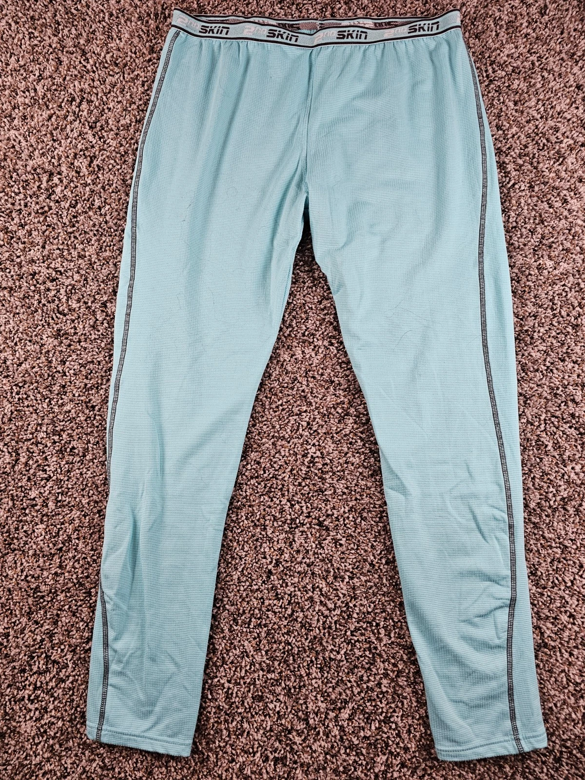 2nd Skin Performance Womens Sz L Pull On Base Layer Waffle knit Pants Blue