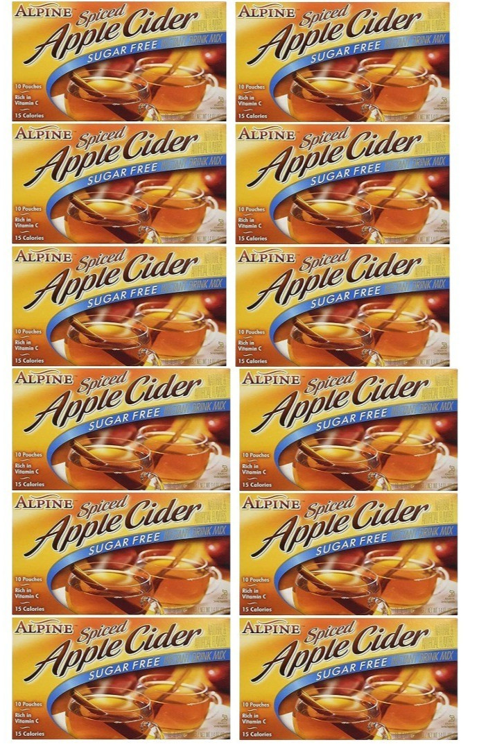 120 Alpine Spiced Cider Sugar-free Apple Flavor Drink Mix, 12 Packs of 10 Each