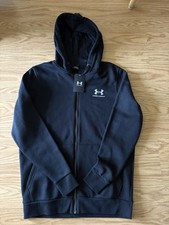 NWT Under Armour Men's Essential Fleece Full-Zip Hoodie Black Size Small S Loose