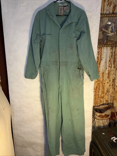 Vintage Westex Indura  Flame Resistant Cotton Coveralls Seafoam Grn SzL HRC2 - product listing photo