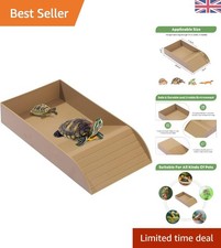 Multipurpose Tortoise Water and Food Bowl with Climbing Ramp - Brown 15x6x30cm